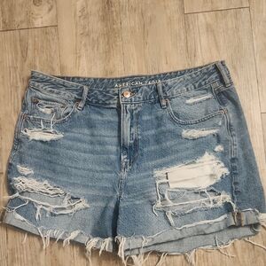American Eagle Outfitters Ripped Light Blue Jean Shorts